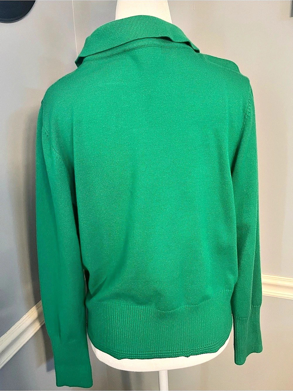 Green Zip Front Collared Cardigan - Picture 4 of 5